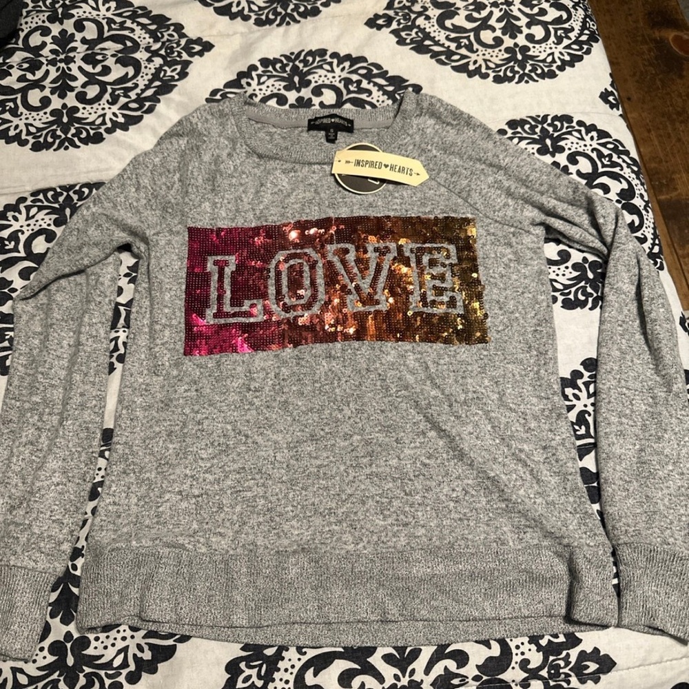 NWT LOVE Sequin Sweater Small Stretch